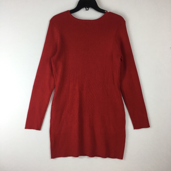 ALYX Women's Red Knit Long Sleeve Dress With Pockets X Large XL - Picture 2 of 6